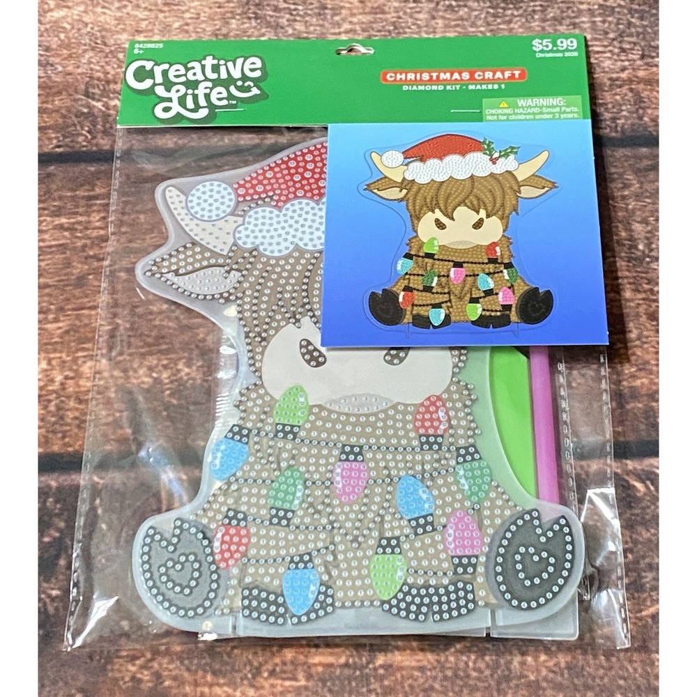 Christmas Highland Cow Acrylic Standing Diamond Painting Kit Hobby Lobby New